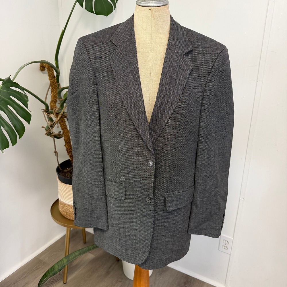 Today's Man Suit Mens 32W Charcoal Grey Wool 2-Piece England Formal Business